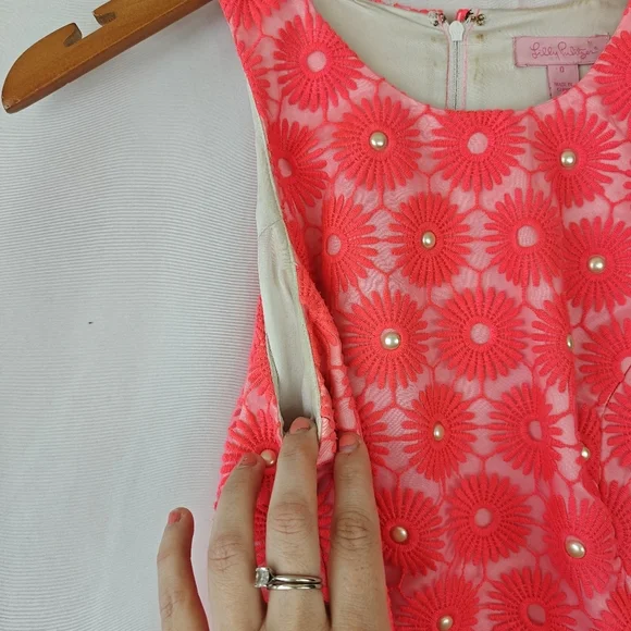Lilly Pulitzer Pinwheel Pearl Shift Mini Dress in Fiesta Pink Size 0 - Picture 8 of 14